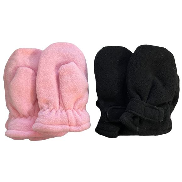 Pink Black Toddler Winter Cold Weather Soft Line Mittens Large - Picture 5 of 5